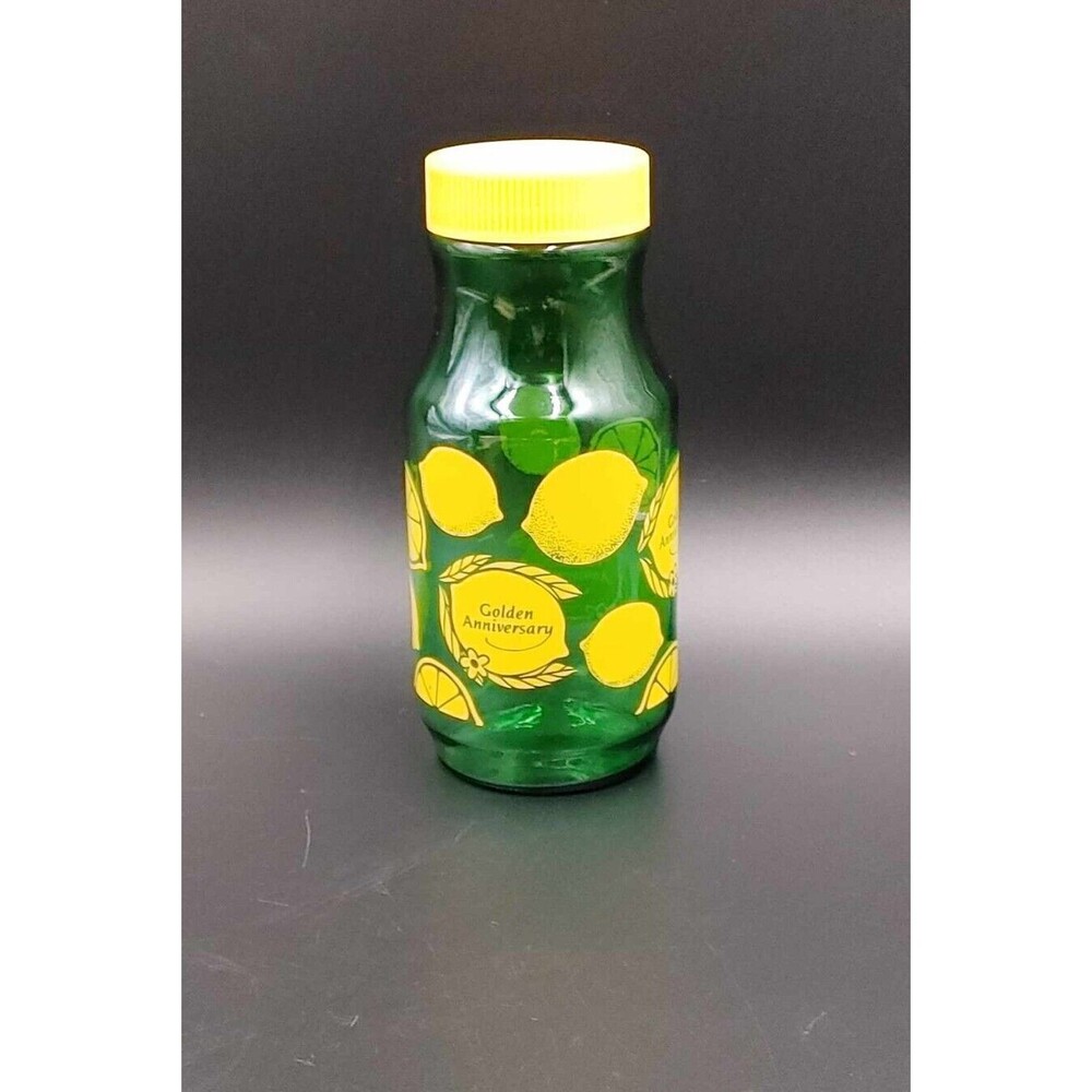 VTG Anchor Hocking ReaLemon Lemon Juice Green Glass Jar Canister Granny Core Qt